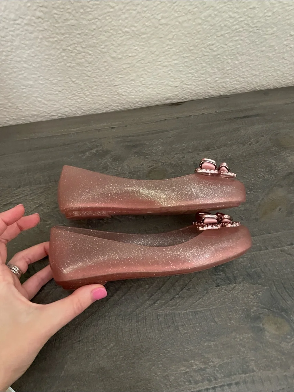 Mini Melissa Pink Glitter Butterfly Jelly Flats
